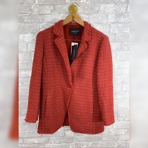 Lafayette 148 Womens Red Tweed Wool Blazer size 8